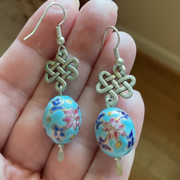 NWOT Porcelain Blue Floral earrings - Picture 1 of 9